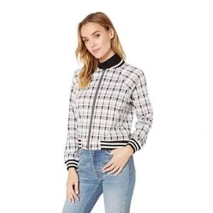 Jack by BB Dakota Black and White Plaid Bomber Jacket, M